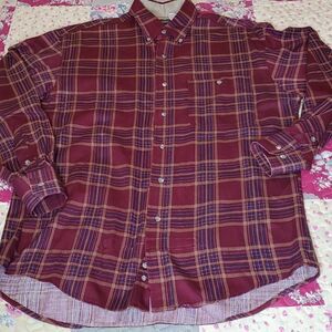 Men's TwentyX Burgundy Plaid Brushed Cotton Button Down Shirt, Sz Medium